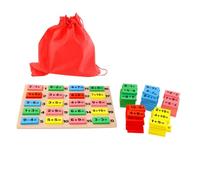 TOYANDONA 1 Set elementi costitutivi del calcolo digitale giocattoli blocchi di costruzione del domino giocattolo aritmetico per la educazione blocchi di costruzione digitali Bambù
