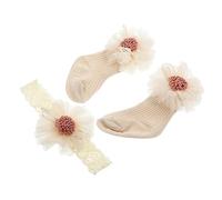 TOYANDONA 1 Set set di calzini con fascia per Neonato calzini carini calzini da bambina vestiario hair charms hair jewelry forniture per scorte di cotone Beige