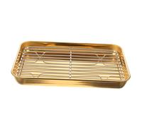 TOYANDONA 1 Set vaschetta di Scarico Olio da Cucina di Grandi Dimensioni Vassoio Padella padelle Pan Piatto di Cibo per friggere Piatto da Portata per Snack Acciaio Inossidabile 304 Golden