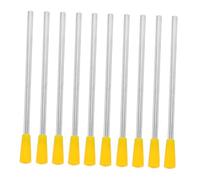 TOYANDONA 10 Pezzi Triangle Iron Rod Cena Bell Stick del Suono Triangolare Strumento di Triangolo in Classe percussioni di Bacchette a Campana Mazza di Campanello plastica Giallo