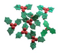 TOYANDONA 100 Pezzi Accessori Natalizi a Forma di Foglia Verde, Decorazione per Feste Confortevole e Artigianale, per Dolci e Finestre