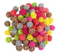 TOYANDONA 100 Pezzi Palline in Rattan Colorate per Decorazioni Natalizie e Feste Sospese per Albero Pareti Vasi per Lavoretti Fai da Te e Addobbi di Eventi