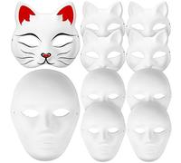 TOYANDONA 10pezzi Maschere Diy Bianche Per Cosplay Da Maschere Forma Di Animale e Uomo Per Feste Maschera e Halloween Leggere e Riusabili Personalizzabili Con Disegni e Piacere