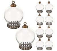 TOYANDONA 10pezzi Mini Barattoli Vetro Trasparente con Corona Bronzo e Tappi Piani Vasetti Piccoli per Decorazioni Bottiglie Porta Desideri Contenitori per Artigianato e Bomboniere Vintage