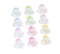 TOYANDONA 12 Pezzi Miniature Resin Lotus Flower Ornaments Set Glow In The Dark Tiny Resin Sculptures For Aquarium Garden Micro Landscape And Home Decor