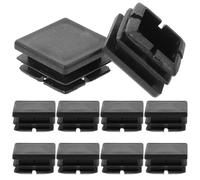TOYANDONA 12 Pezzi Tappi Proteggi Gambe Sedie in Plastica Nera Quadrata Resistenza Agli Urti e Stabilità per Tubo 25x25mm, Accessori per Mobili e Pavimenti
