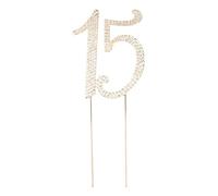 TOYANDONA 15 Cake Topper Compleanno Numero 15 Strass Di Cristallo Cake Topper 15A Decorazione Della Torta Per Forniture Di Decorazione Festa Di Anniversario Di Compleanno (Oro)