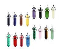 TOYANDONA 16 Pezzi Ciondoli a Forma Esagonale in Cristallo Multicolore per Collane e Portachiavi, Accessori Chic per Gioielli Fai da Te con Effetto Benefico Stili multipli