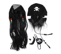 TOYANDONA 1set Costume Da Pirata Per Halloween Con Parrucca Barba Finta e Benda Per Occhio Completo Per Cosplay e Feste Tema Accessori Per Amanti Dei Pirati