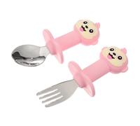 TOYANDONA 1set Posate Per Ragazzo Ragazza Cucchiaio e Forchetta Flessibili Inossidabile e Design Antiscivolo Per Svezzamento e Apprendimento Autonomo Monello