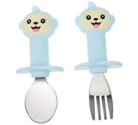 TOYANDONA 1set Posate Per Ragazzo Ragazza Inossidabile e Cucchiaio e Forchetta Per Svezzamento Design Ergonomico Facile Da Impugnare Monello