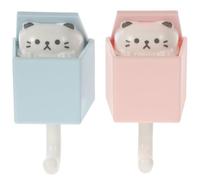 TOYANDONA 2 Ganci Adesivi da Parete per Chiavi a Forma di Gatto Ganci Decorativi da Muro Cartone Animato Set 2 Pezzi per Bagno e Camera da Letto