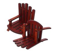 TOYANDONA 2 Miniature Wood Beach Chairs Mini Dollhouse Furniture Accessories Summer Theme Decorative Craft For Wedding Cake Topper And Photo Props