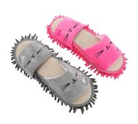 TOYANDONA 2 paia Ciabatte Mop per Pulizia Pavimenti Donna Riutilizzabili con Assorbimento Acqua Antiscivolo e Silenziose per Piastrelle e Superfici Dure Media Grigio e Rosa