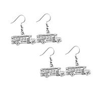 TOYANDONA 2 paia Orecchini Forma di Scuolabus Argento Decorazioni Portatili Chic per Donna e Bambina Design Unico Resistente