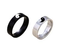 TOYANDONA 2 pezzi Anelli Dualismo in Inossidabile Anelli Fedine Promessa per Design Taiji Elegante e Confortevole Regalo Anniversario Moda Unisex