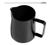 TOYANDONA 2 Pezzi Bicchiere in Acciaio Inox per Latte Art 350ml Nero con | Versamento Preciso e Facile Pulizia, Impugnatura Comoda, Forma con Manico Arrotondato, Set da Due Pezzi