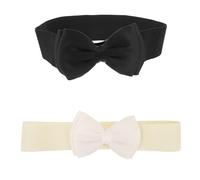 TOYANDONA 2 pezzi Cintura Elastica Larga con Fiocco Vintage in Chiffon per Bambine Fascia Vita e Confortevole per Abiti Jeans e Cerimonie