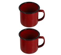 TOYANDONA 2 Pezzi Tazza Smaltata Rossa con Manico, Stile Retrò | Ferro Smaltato, Resistente alle Macchie, Conserva Calore, Uso Indoor e Campeggio, Adatta a Campeggiatori