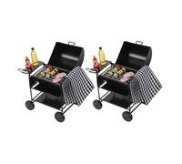 TOYANDONA 2 set Mini Grill in Metallo Nero per Casa delle Bambole Accessori da Cucina in Miniatura con Cibo Falso Realistico per Gioco di Ruolo e Simulazione Outdoor