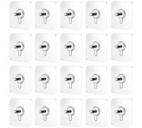 TOYANDONA 20 Pezzi Ganci Autoadesivi in Acrilico Bianco con Asta Vite | Installazione senza Attrezzi, Resistenza al Calore, per Affitti e Organizzazione Domestica, Pareti e Piastrelle
