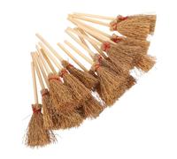 TOYANDONA 20 Pezzi Mini Scopa Strega in Paglia con Cordini Accessorio Miniatura Halloween per Casa delle Bambole Decorazione Feste e Cosplay Maghi e Streghe