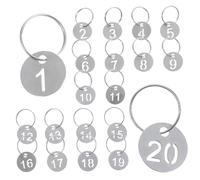 TOYANDONA 20 pezzi Targhette Numerate Rotonde in Acciaio Resistente con Anello per Organizzazione Chiavi Etichette Identificative Versatili e Leggere per Valigie e Uso Quotidiano