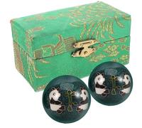 TOYANDONA 2pezzi Palline per Massaggi Cinesi di Smalto Strumenti per Esercizi Manuali per Allenamento della Presa Design di Panda e Bambù per Fitness delle Mani Rilassanti e Portatili