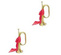 TOYANDONA 2pezzi Strumento Musicale Bugle Metallo Per Principianti Strumento Per Foulard Rosso Per Parate e Spettacoli