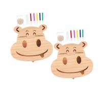 TOYANDONA 2set Scatola Porta-denti in Legno Forma di Ippopotamo per Dentini da Latte Organizer per Ricordi per Ragazza con Coperchio Affidabile per Conservare i Primi Dentini