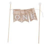 TOYANDONA 3 Cake Sign For First Birthday Banner Handmade Rustic One Birthday Cake Topper Reusable Flag Decoration For Babys Celebration