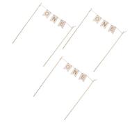 TOYANDONA 3 Cake Topper in Legno Naturale One per Primo Compleanno Decorazioni Incise per Feste e Accessori Cake Picks in Legno per Eventi