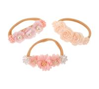TOYANDONA 3 fasce per capelli da neonata con fiori, morbide ed elastiche. | Fascia per capelli floreale elasticizzata fatta a mano per neonati, ideale per servizi fotografici e come regalo per baby