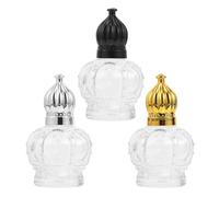 TOYANDONA 3 Flaconi Roll-On Vuoti in Vetro da 15 Ml per Oli Essenziali Dispenser di Profumo a Sfera Portatile Tappo a Corona in 3 Colori Flaconi Vintage Compatti per Viaggi e Uso