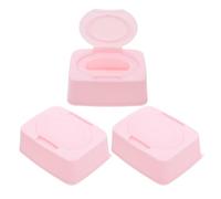 TOYANDONA 3 Pezzi Contenitore per Salviette in Plastica Rigida, Custodia Porta Salviette Ricaricabile in Pp Rosa, Facile Manutenzione, Mantiene Morbidezza, per Casa e Ufficio
