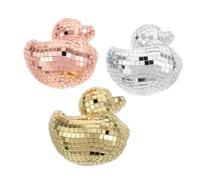 TOYANDONA 3 Pezzi Decorazioni Papera Disco Specchiate in Vetro Riflettente per Interni ed Esterni Statue da Giardino Compatte con Effetto Palla da Discoteca per Feste e Superfici