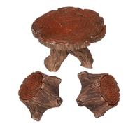 TOYANDONA 3 Pezzi Mini Tavolo e Sedia da Giardino in Legno per Decorazione da Esterno Accessorio Decorativo per Micro Paesaggi e Arredo Giardino Resistente e Compatto