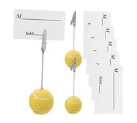 TOYANDONA 3 Pezzi Table Number Holders Note Clips Porta-memo da Tavolo a Forma di Palla, Resina Sintetica e Metallo, Giallo, per Matrimonio e Uso Quotidiano