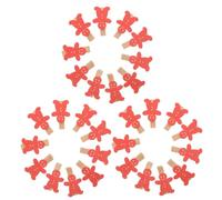 TOYANDONA 30 Pezzi Mollette di Legno a Forma di Omino Pan di Spezia Rosse | Riutilizzabili, Presa Salda, Formato Mini 3, 50x2, 30x1, 20cm, Decorazione Casa Natale