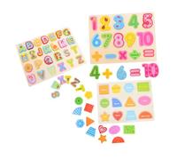 TOYANDONA 3pezzi Puzzle in Legno Di Ordinamento Delle Forme Alfabeto e Numeri Di Tavole Montessori Per Apprendimento Precoce Dei Ragazzo Ragazza Giocattolo Educativo Per Scuola Dell'infanzia