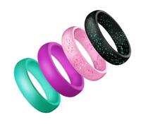 TOYANDONA 4 pezzi Anelli in Silicone per Donna da Colorati con Effetto Glitter Fedi Flessibili Antistress per Sport Nuoto e Attività Fisica Comfort per Dita Gonfie e Uso Quotidiano