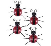 TOYANDONA 4 Pezzi Attaccapanni in Ferro Battuto Arredamento Carino Sculture di Animali da Parete Arte Murale per Giardino Insetto Coccinella Signora Ornamento Rosso