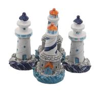 TOYANDONA 4 Pezzi Figurine Faro Miniature in Resina per Decorazioni Mediterranee da Tavolo Ornamenti Nautici per Paesaggi in Miniatura e Giardini Fatati