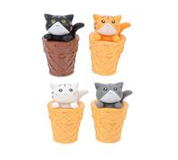 TOYANDONA 4 pezzi Miniature Cartoon Cat Decorations in PVC Small Micro Landscape Dolls For Indoor Outdoor Gardening And Bonsai Compact Desktop Ornaments For Home Office Colore Casuale