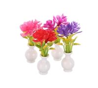 TOYANDONA 4 Pezzi Miniature Fiori con Vaso per Casa delle Bambole Decorativi in Resina e Plastica Fiori Artificiali Mini per Fatati Artigianato e Diorami