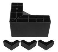 TOYANDONA 4 Pezzi Piedini per Divano in Plastica Nera L-shaped, Supporti Stabili per Mobili e Letti, Rialzi Protettivi per Pavimenti, Adatti a Sofà e Frigoriferi