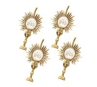 TOYANDONA 4 Pezzi Spettatura Religiosa Pin Per Sciarpa Religiosa Spilla Per Prima Comunione Pin Del Cappello Religioso Pin Di Vestiti Cattolici Golden Lega Di Zinco