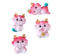 TOYANDONA 4 Pezzi Statua Drago Miniatura in Resina Figurina Drago Cinese Decorativa per Casa Ufficio e Ristorante Decorazioni da Tavolo Portafortuna con Finitura Manuale