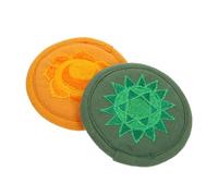 TOYANDONA 4pezzi Cuscini Per Ciotola Tibetana Ricamato Tappetini Per Suono Sacro Colori Verde e Arancione Accessori Per Meditazione e Pratiche Buddiste