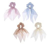 TOYANDONA 4pezzi Elastici per Capelli Fiocco in Raso Nastri per Capelli Fiocco Annodato per Donna Fascia Elastica